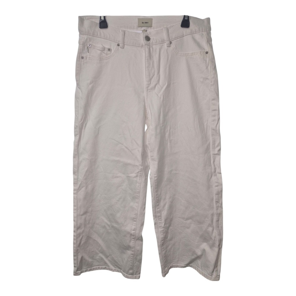 DL1961 Hepburn Wide Leg Jeans White Mid Rise‎ Ankle Size 30 Sustainable Cotton